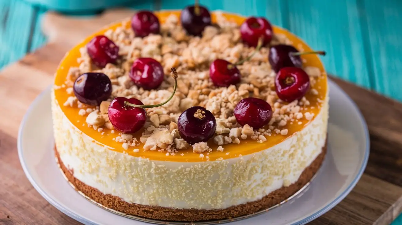 Saftiger Käsekuchen mit Kirschen und Streuseln 🍒✨ Einfach & Schnell!
